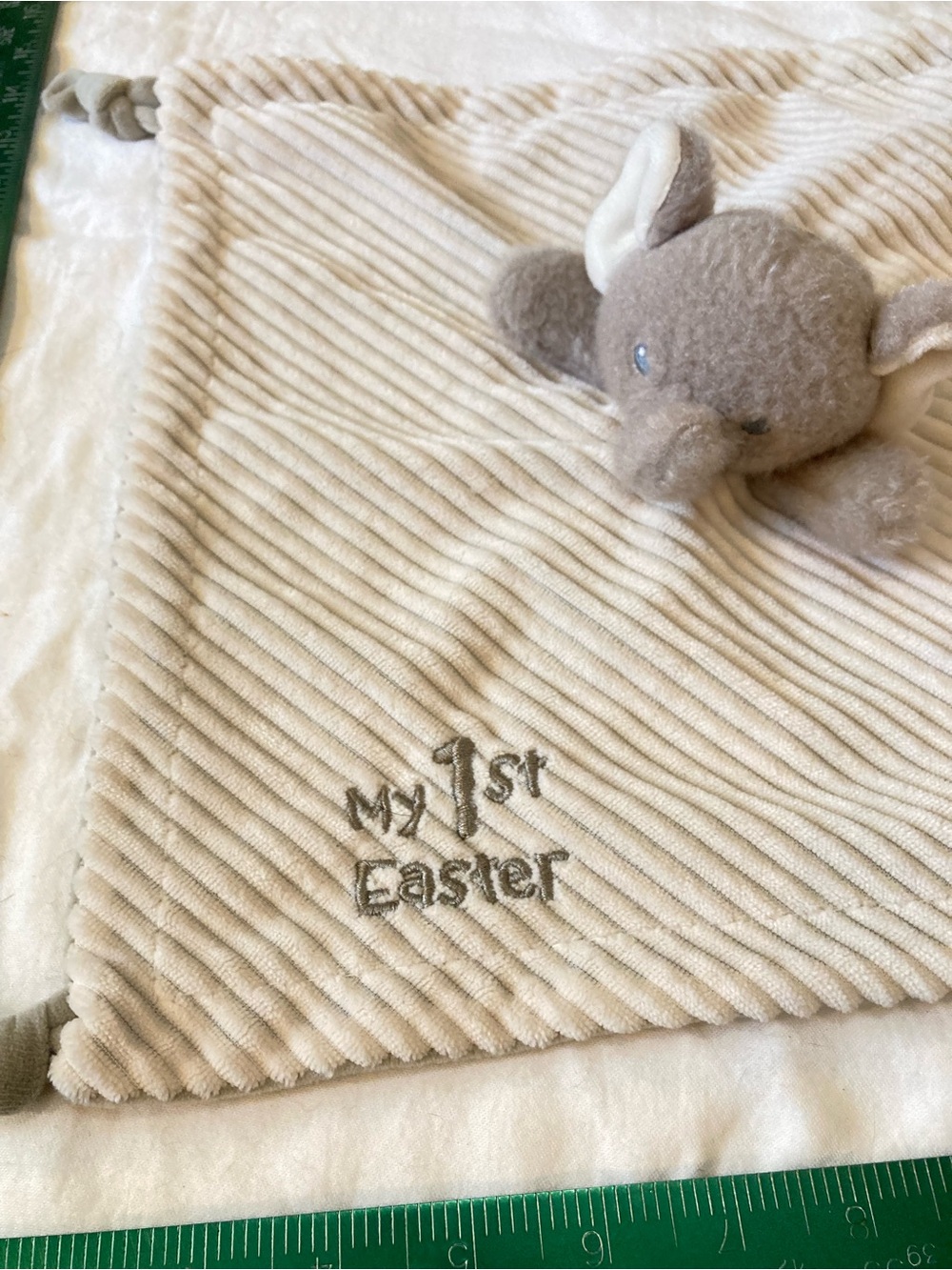 Dandee Lovey Baby Elephant My 1st Easter Textured Sensory Rattle Blanket Beige